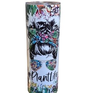 Brand New Custom Made Multicolor Floral PlantLife Tumbler Hot Or Cold Drinks